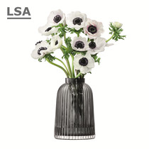 British LSA imported pleated Creative Glass Vase ornaments living room insert vase transparent light luxury water culture flower Ware