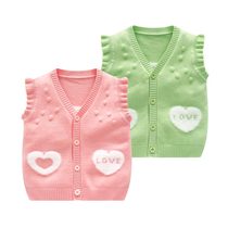 Childrens baby vest spring and autumn knitted sweater Girls net red small vest baby cardigan autumn waistcoat Infant