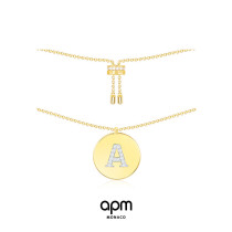 APM Monaco gold lettering pattern custom letter couple necklace silver sweater chain (2 weeks delivery)