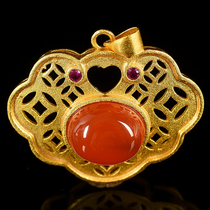 4 99 gr ancient method S925 silver inlaid with retro luxurious south red agate egg noodle pendant