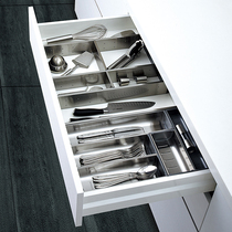 304 stainless steel knife and fork plate tableware knife and fork box Kitchen cabinet drawer horse-drawn partition storage box storage