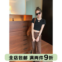 Ouyang Happiness Drop Hollowed-out short section of body wave edge small T-shirt 2021 Summer exploits BM Wind 100 lap short sleeve blouse