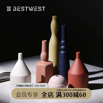 Creative Morandi color vase ceramic ornaments Nordic living room dried flower vase designer decorations light luxury