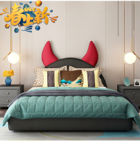 American Bedside Cloth Art Leather Art Soft Bag Modern Minima Childrens Bed Nordic Cartoon Creative Boy Girl Bedroom Bed