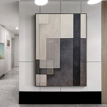 Hand-painted oil painting abstract black and white color block aisle entrance porch hanging painting Nordic modern living room background wall decorative painting