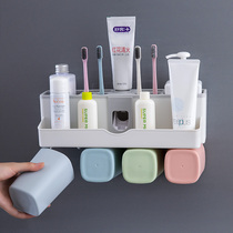 Wall-mounted shelf for toothbrush household mouthwash cup Wall-mounted toilet box set combination family brushing cup