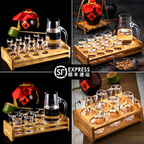 Lead-free crystal glass white wine cup set Small wine cup Thick bottom spirits cup Bite cup Small foot cup Wine splitter jug