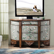 American country small apartment bedroom TV cabinet locker painted furniture decoration cabinet curved semicircular entrance cabinet