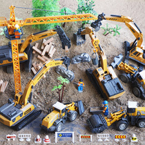 Childrens engineering toys Digging digging soil pressure road alloy crushing and demolition machine set car model simulation stirring