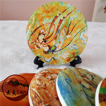 Dunhuang art coaster Mogao Grottoes mural flying sky algae well ceramic color circle creative decoration dual-use tourism memorial