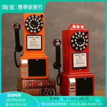 Telephone Model Iron Art Hanging Wall Pendulum Pieces Old Vintage Retro Home Decoration Furnishing TV Cabinet Wine Cabinet Photo Props