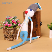Hand stitched embroidery self-made creative gift a bamboo rabbit doll puppet handmade doll cloth diy material bag