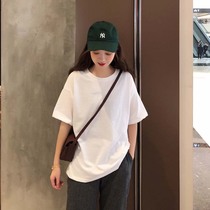 Right meter 2021 summer base shirt female heart machine design sense Korean version of the inside loose versatile short sleeve T-shirt white top