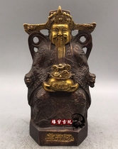Antique pure copper God of Wealth ornament Gilded bronze God of Wealth Buddha statue Wen Cai God bronze statue living room