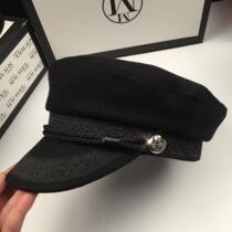 Rosex Tangk autumn and winter New tweed cap flat Navy cap Rees wool tweed star octagonal beret