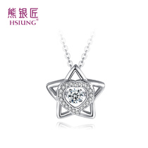 Bear silversmith choker S925 silversmen hipster pendant simple students Korean star star Heart Love necklace girl