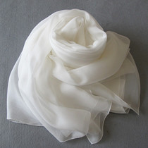  White silk scarf long shawl female wild mulberry silk silk scarf Spring and autumn spring and summer fashion thin gauze scarf