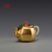 Japanese fine workshop gold pot thousand feet gold pure gold 999 handmade six-sided mallet pattern * Pure gold urgent whisker gold pot