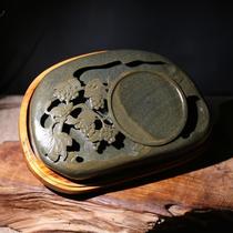 Ink-stone Ink Stones Zhengzong Old Crater Pit Fish Gold Fizzy Seed Materials House Four Treasure Calligraphy Practical Collection Ink Stone and Ink Stone