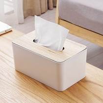 Simple living room drawing paper box household toilet paper box living room table paper towel storage box wooden lid car tissue box