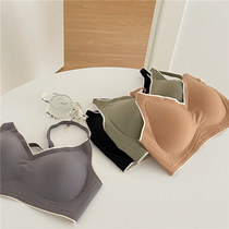 threepig minimalist pure color base for small chest upgrade with no-mark comfort no steel ring latex underwear bra