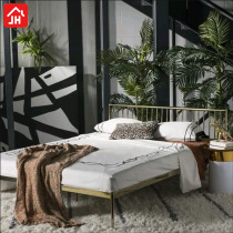 Modern Nordic minimalist industrial wind bed double single bed adult small family type iron bed 1 8 m iron art bed European style