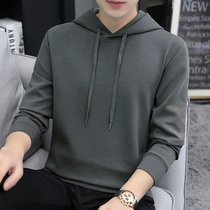 Gray hooded sweater men 2021 Autumn New Korean trend casual wild loose solid color mens coat