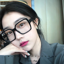 2019 New Korean version of Chao Net Red big frame square black glasses frame women big round face thin myopia glasses frame