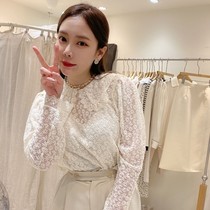 ACE Ernie spring new Korean version of the lady sweet wild doll collar lace embroidery lace top 7052