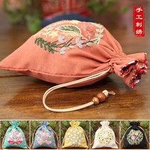 Harvesting bags embroidering handmade diy material bundles pocket rope hand in hand carrying pocket traditional retro colors