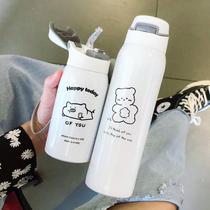 First grade water cup boy with straw Thermos pop-cap small adult fitness couple Sports capacity personality