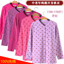 Spring and Autumn Middle-aged cardigan autumn clothes womens loose and fat mother open underwear cotton old peoples cotton sweater