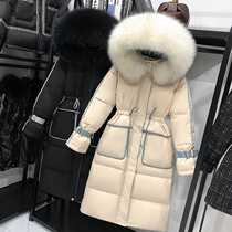 MRMW2021 year new winter Korean version of long hair collar down jacket women loose lace Slim over knee coat