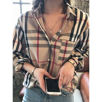 Tide Card Korean Version Plaid Shirt Woman 2022 Spring New Womens Clothing Design Sensation Small Crowd Retro Light Cooked Port Taste Lining Woman