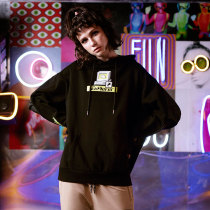 it ccaabb womens hooded sweater autumn loose trend Stitching print 024XD