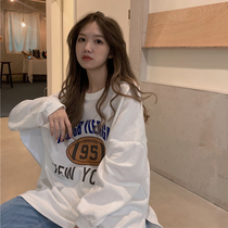 Long Loose Womens T-shirt long sleeve letter printing cotton ins Super fire style spring new fashion sweater tide
