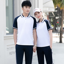 Summer sports suit men and women couples short sleeve T-shirt polo shirt casual group custom printing shift overalls work clothes
