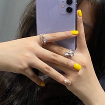 Advanced sense butterfly opening diamond ring adjustable female ins light luxury retro water drop two-piece zircon ring