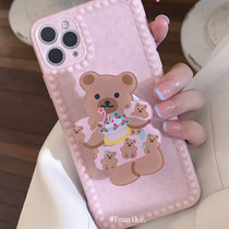 Korea ins illustration bear bracket iphone12 11promax 7 8plus x xs max phone case