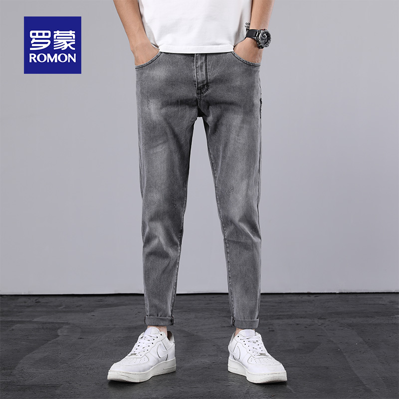 Luo Meng Niu pant men 2021 casual trend brand spring and summer elastic Korean version slim small feet trend long pants mens pants