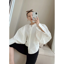 Mogas blogger street shot must buy niche design catwalk retro lamb leg sleeve shirt dress female spring and autumn models