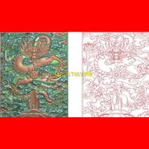 Relief picture dragon and phoenix carved picture Dragon Phoenix New Cloud Dragon back panel throne back Board Dragon Computer engraving picture grayscale map