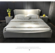 Nordic new pine wood bed plate small family type plate American main sleeper bed with double bed minimalist modern leather art cloth