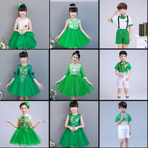 June 1 childrens costumes green fluffy gauze skirt princess skirt poem recitation chorus costume Chinese style boys and girls summer