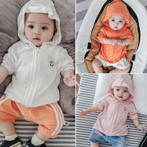 Clearance sale summer childrens spring and autumn baby boy childrens air-conditioned shirt pure cotton girls sun protection clothing baby coat
