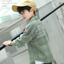 Boys Hanm long-sleeved shirts children spring and autumn shirts plaid baby autumn dress foreign air and Korean top damp