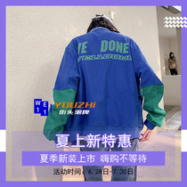 Over-experience WE11DONE dazzling letters short coat female welldone splicing spring summer mid-length baseball suit clothing