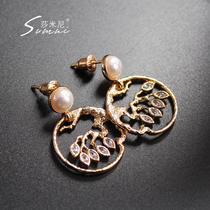 sumni Samini 18K gold 925 silver earrings female temperament forest department simple personality earrings 2019 new