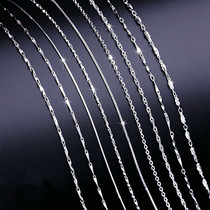 S925 Pure Silver Necklace Woman Lock Bone Chain Not Drop Color Necklace Cross Chain Son No Pendant Lady Short Box Chain