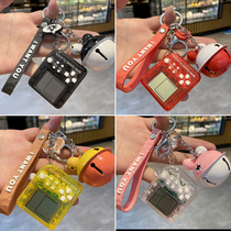 Creative personality retro Tetris handheld game machine car keychain female cute schoolbag Net red pendant